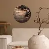 Kersthoekdecoratie - Dennenappels - Lichtjes Wandcirkel behangsticker klein -sfeer1