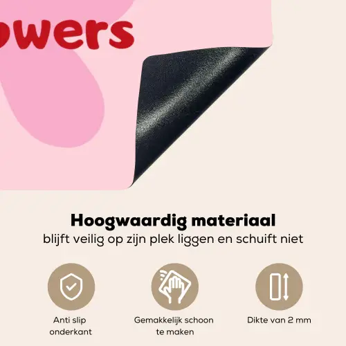 No rain no flowers - Bloem - Roze Inductie beschemer met haakjes klein -ky-onderkant-nl
