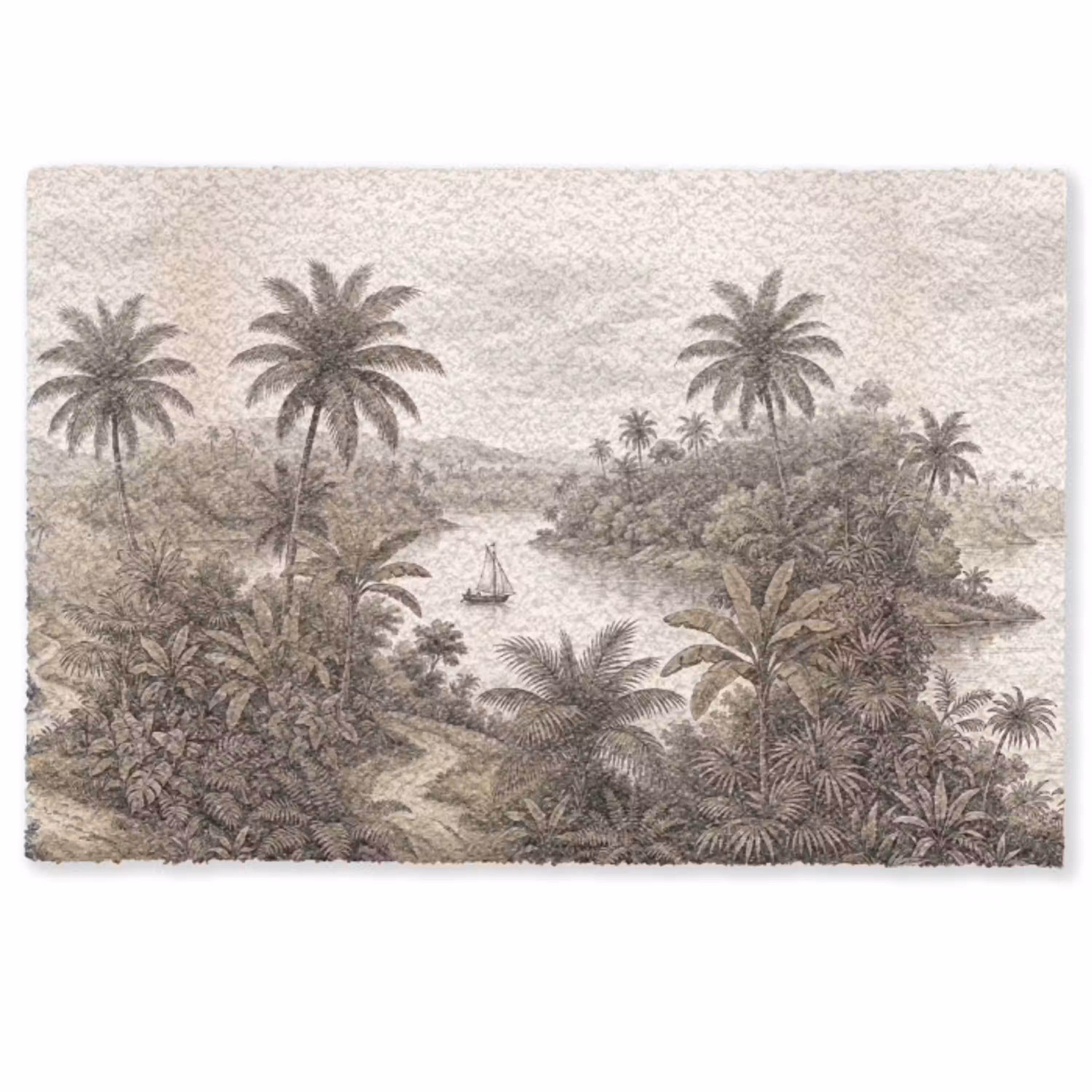 Landschap - Rivier - Boot - Tropisch - Vintage Deurmat klein -zkaufland3d
