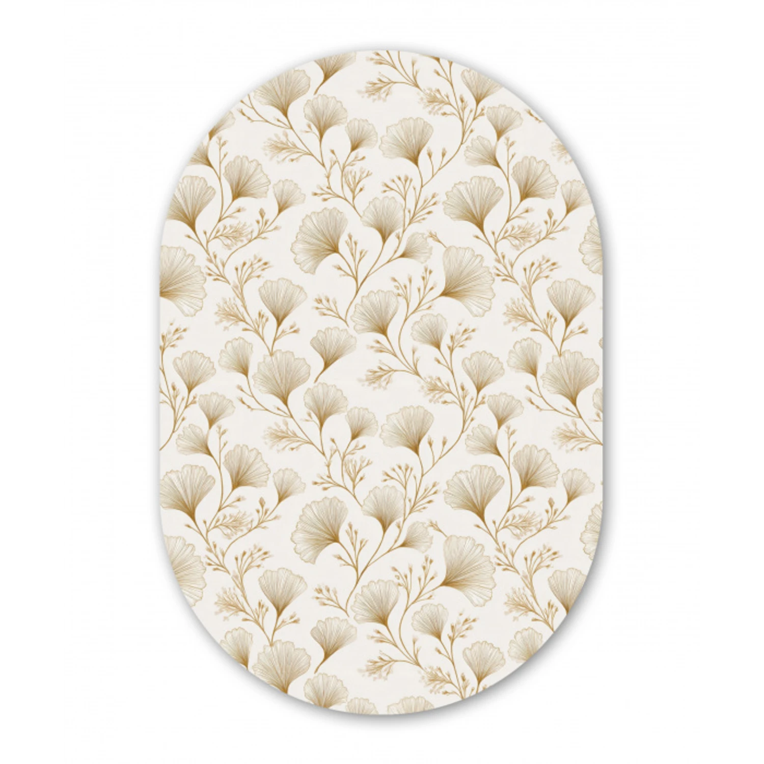Ginkgo - Takken - Goud Wandcirkel Ovaal Aluminium middel 839 -3d