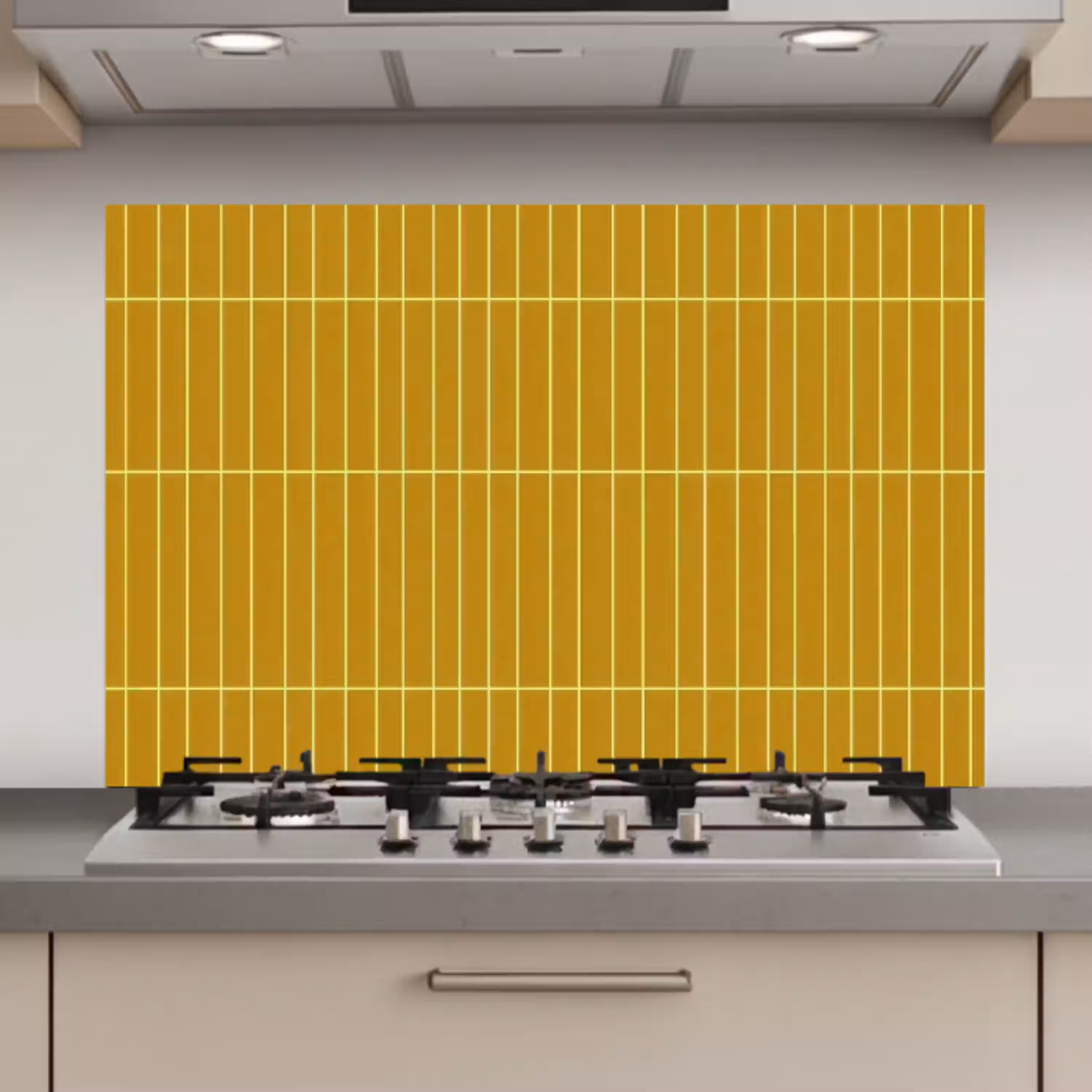 Tegels - Verticaal - Mosterdgeel keuken achterwand spatscherm klein 900 -3d_website