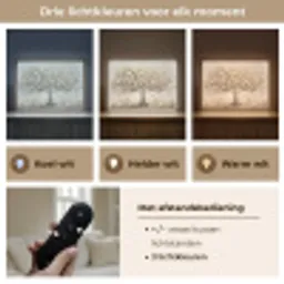 Boom - Beige - Goud - Verflook - Grijs Light Box met batterij (Wandlamp) middel -USP_lichtkleurNL