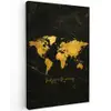 Wereldkaart - Goud - Marmer Tuinposter op houten frame 2 cm dik middel -3d