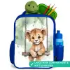 Leeuw - Dier - Kinderen - Jungle Kinderrugzak - Blauw middel -inhoud_UK