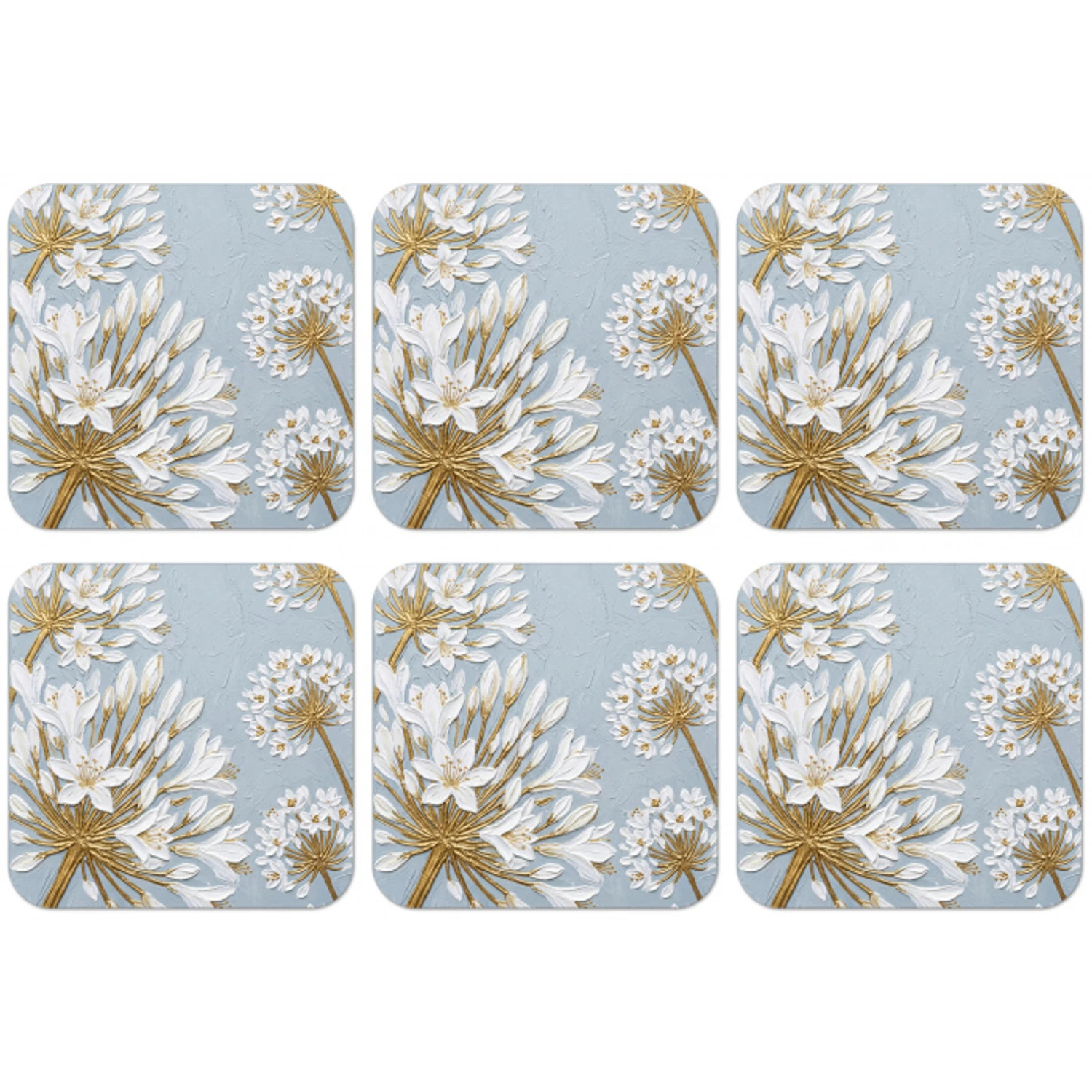 Illustratie - Bloemen - Blauw onderzetter kurk middel -zkaufland3dotto