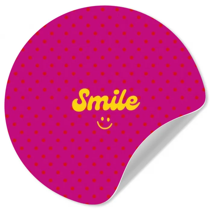 Smile - Stippen - Roze Wandcirkel behangsticker klein -3d