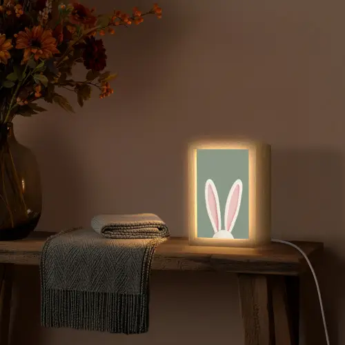 Hazen - Oren - Roze Light Box met kabel (Tafellamp) klein -sfeer4