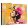 Vogel - Vrouw - Abstract - Bloem Textielframe zwart klein -3d