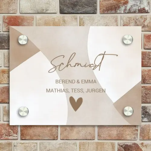 Abstract beige - Sierlijk Naambord Rechthoek middel -sfeer3