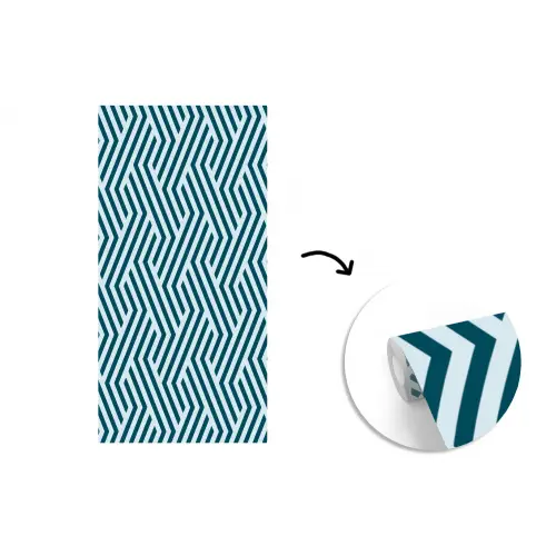 Patroon - Blauw - Lijnen - Zigzag fotobehang vinyl groot 64 -3d