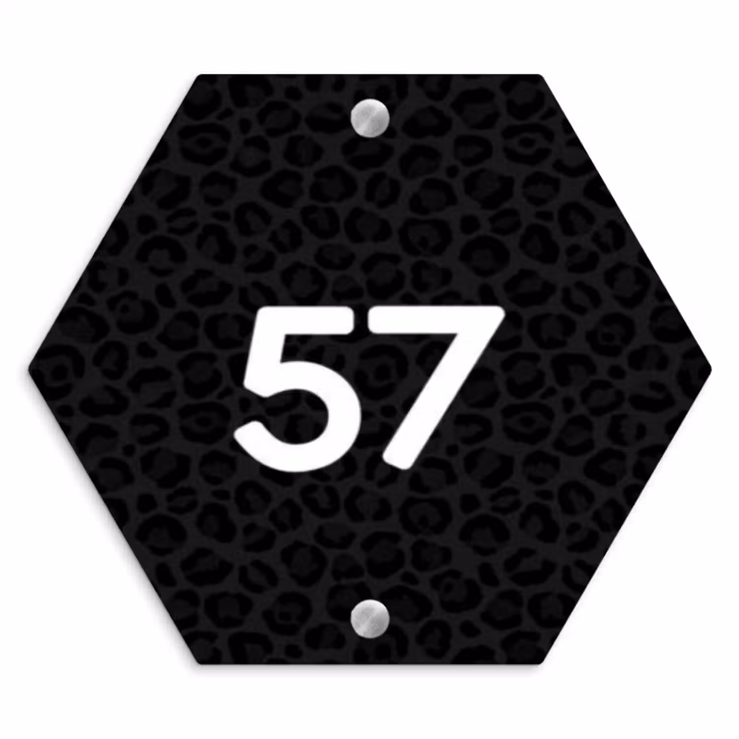 Namensschild Haustür Hexagon - Schwarzer Pantherdruck - Traditionell