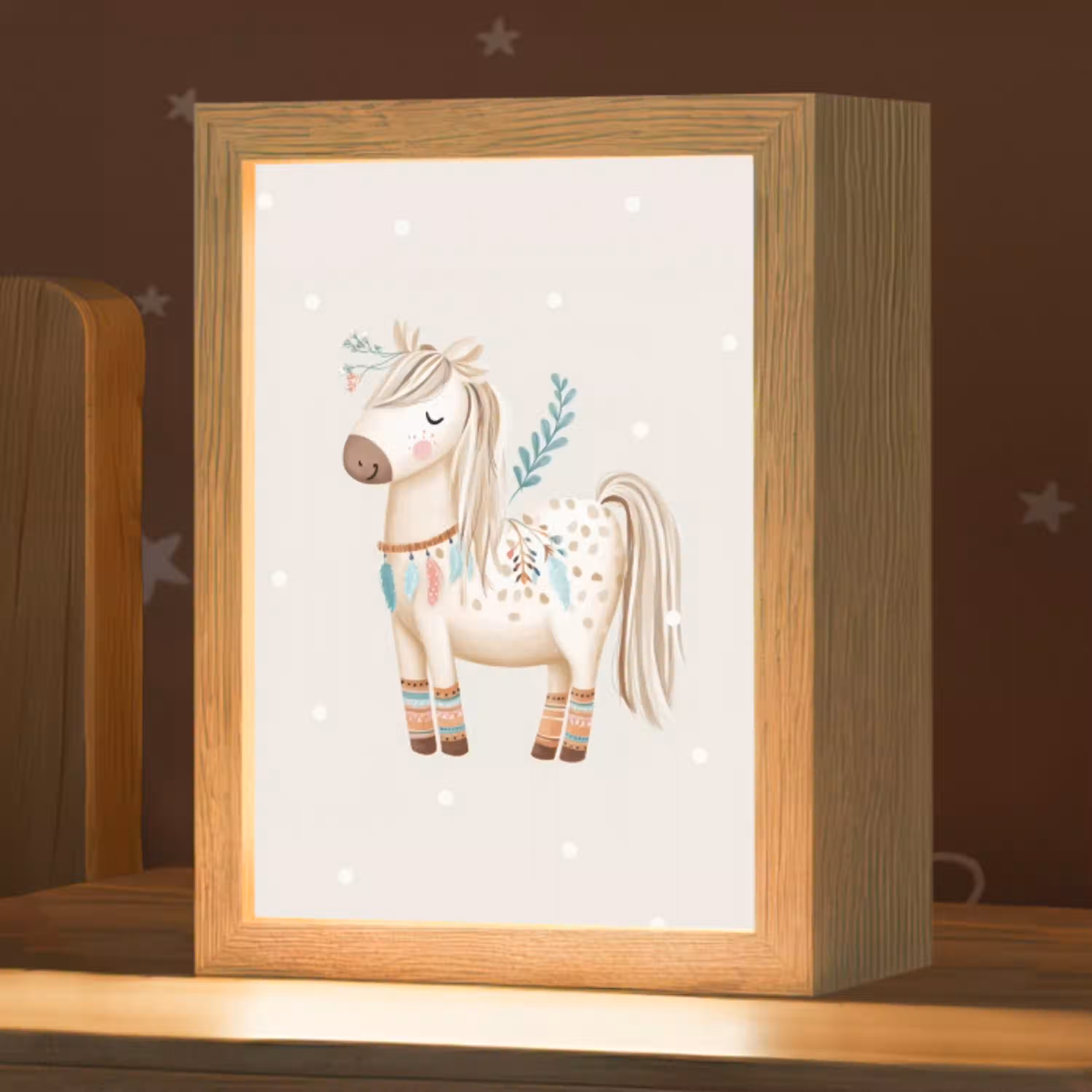 Bohemian - Paard - Beige Light Box met kabel klein -zzz_3d_website