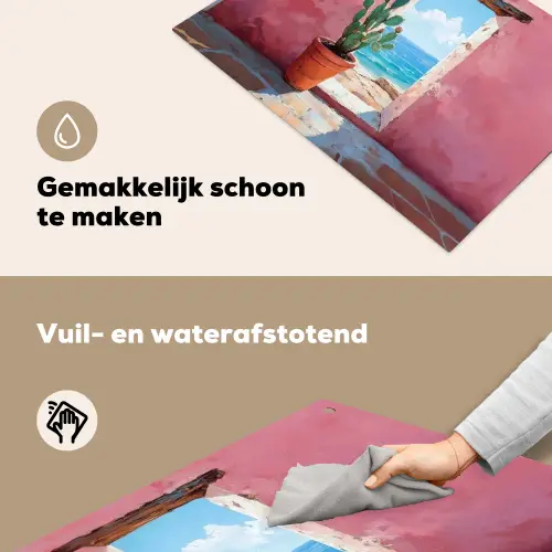 Zee - Roze - Cactus Inductie beschemer met haakjes klein -ky-schoon-nl