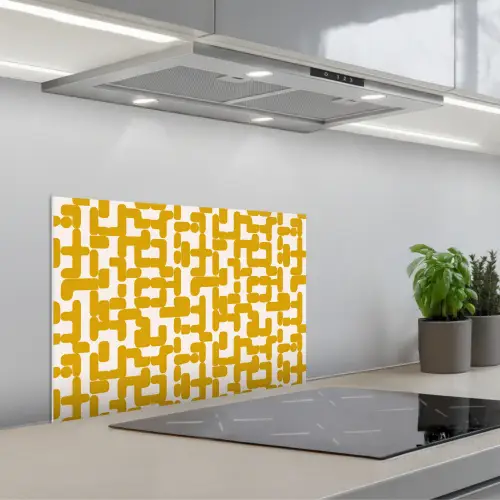 Geel - Beige - Patroon keuken achterwand spatscherm klein 900 -3d_schuin