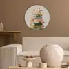 Boeken - Stapel - Bloemen - Kleurrijk Akoestische PET Vilt - Rond klein -sfeer1