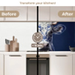 Koe - Delfts - Blauw - Artistiek keuken achterwand 2 middel -voor-na2_UK