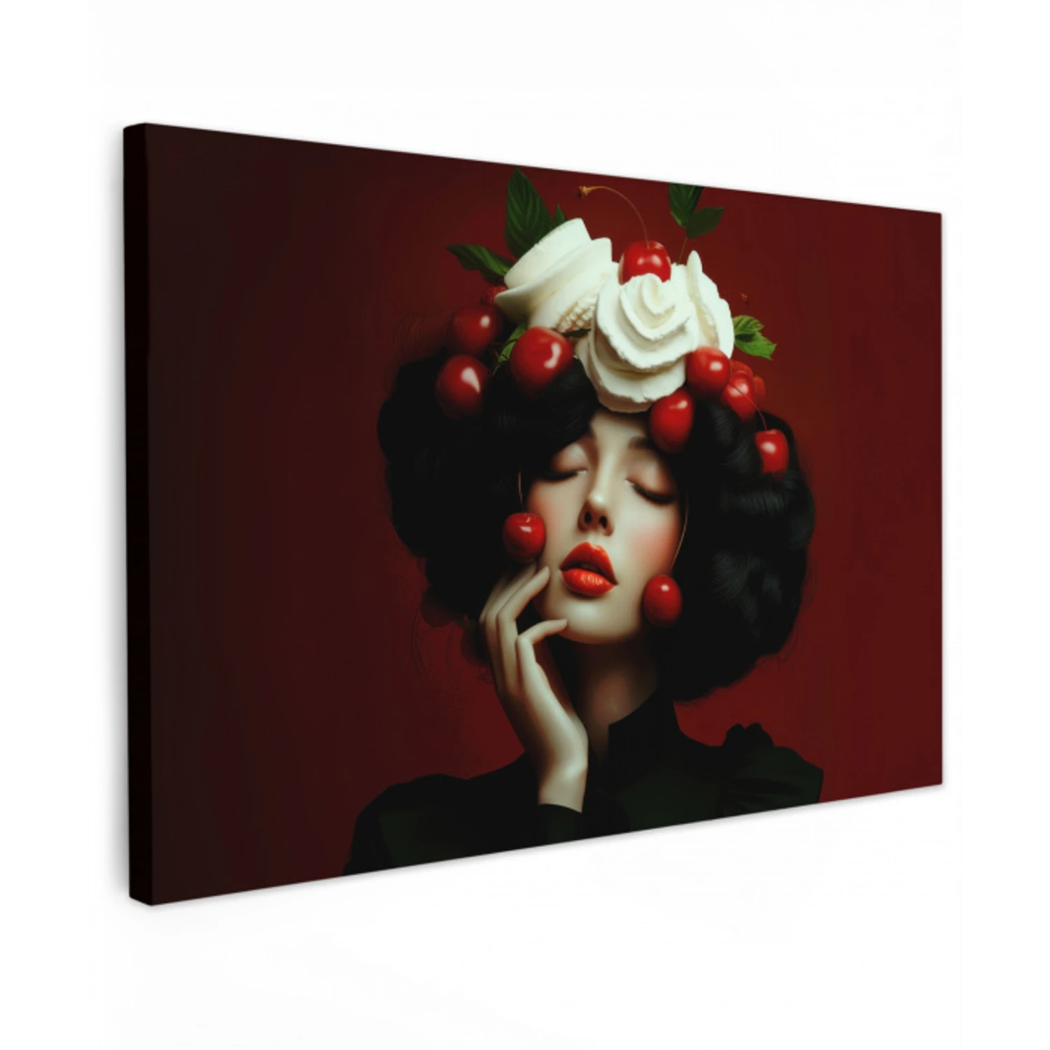 Vrouw - Kersen - Slagroom canvas 2cm klein -z3d