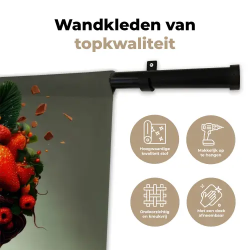 Vrouw - Chocolade - Frambozen - Aardbeien - Koekjes Wandkleed katoen klein -sfeer2