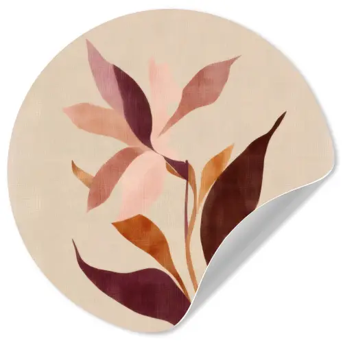 Bloemen - Blaadjes - Minimalistisch - Roze Wandcirkel behangsticker klein -3d