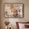 Buddha - Bloem - Goud - Roze - Abstract Textielframe zwart klein -sfeer1
