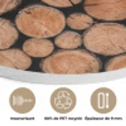 Houtblokken - Textuur - Patroon - Bruin - Rustiek Akoestische PET Vilt - Rond klein -closeup_FR
