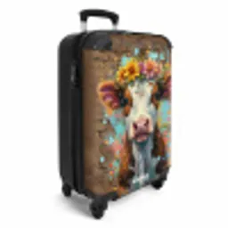 Graffiti koe met kleurrijke bloemen NBS - Handbagage koffer - Unisex middel -productfoto_3d