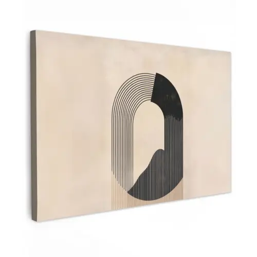 Grafisch gebogen motief - Beige canvas 2cm klein -z3d