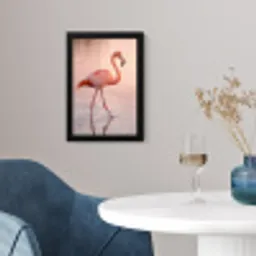 Flamingo - Water - Roze fotolijst zwart zonder passe partout klein -sfeer4