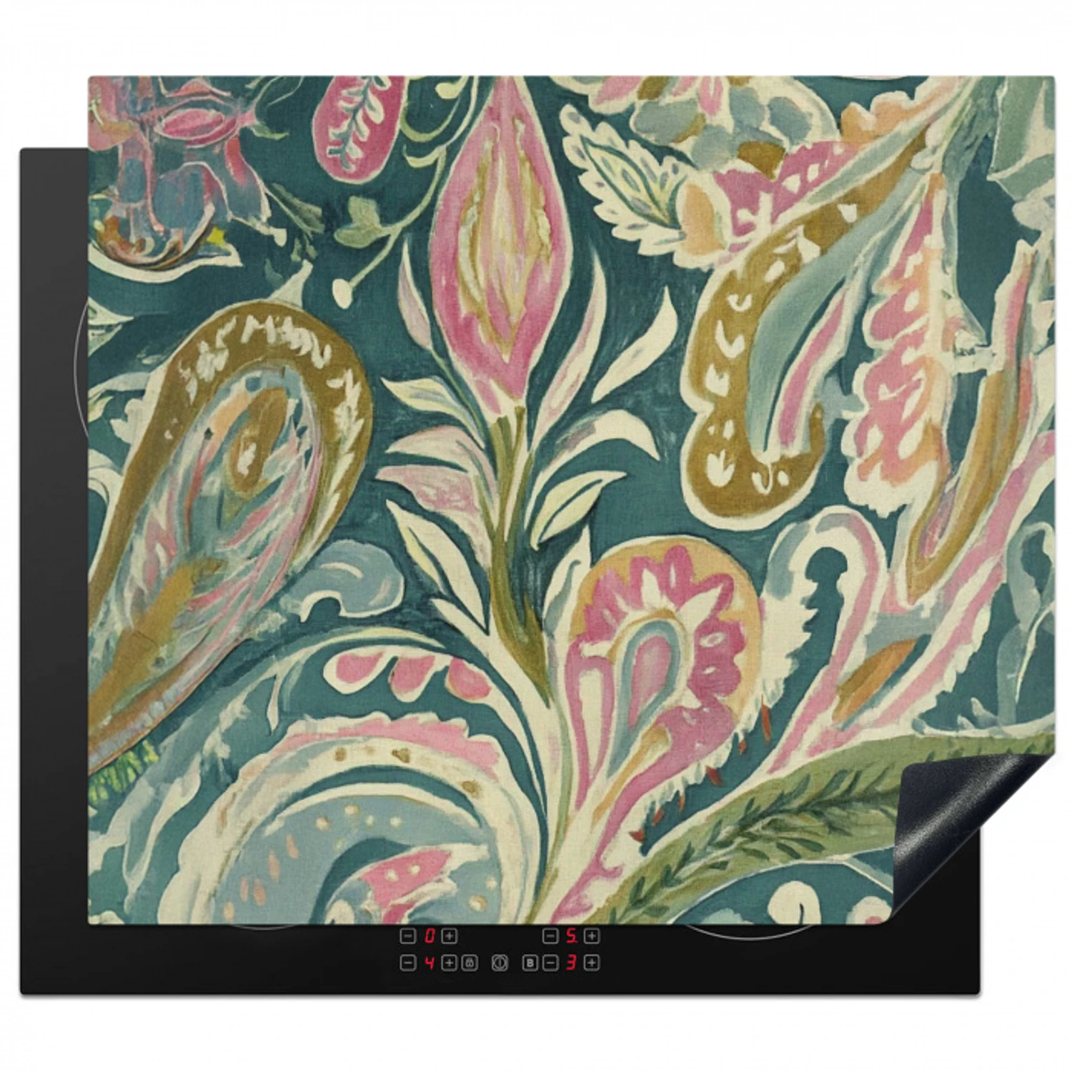 Patroon - Kleurrijk - Sierlijk - Groen Inductie beschermer vinyl 3mm middel -3d