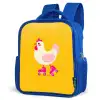 Kip - Rolschaatsen - Geel Kinderrugzak - Blauw middel -schuin