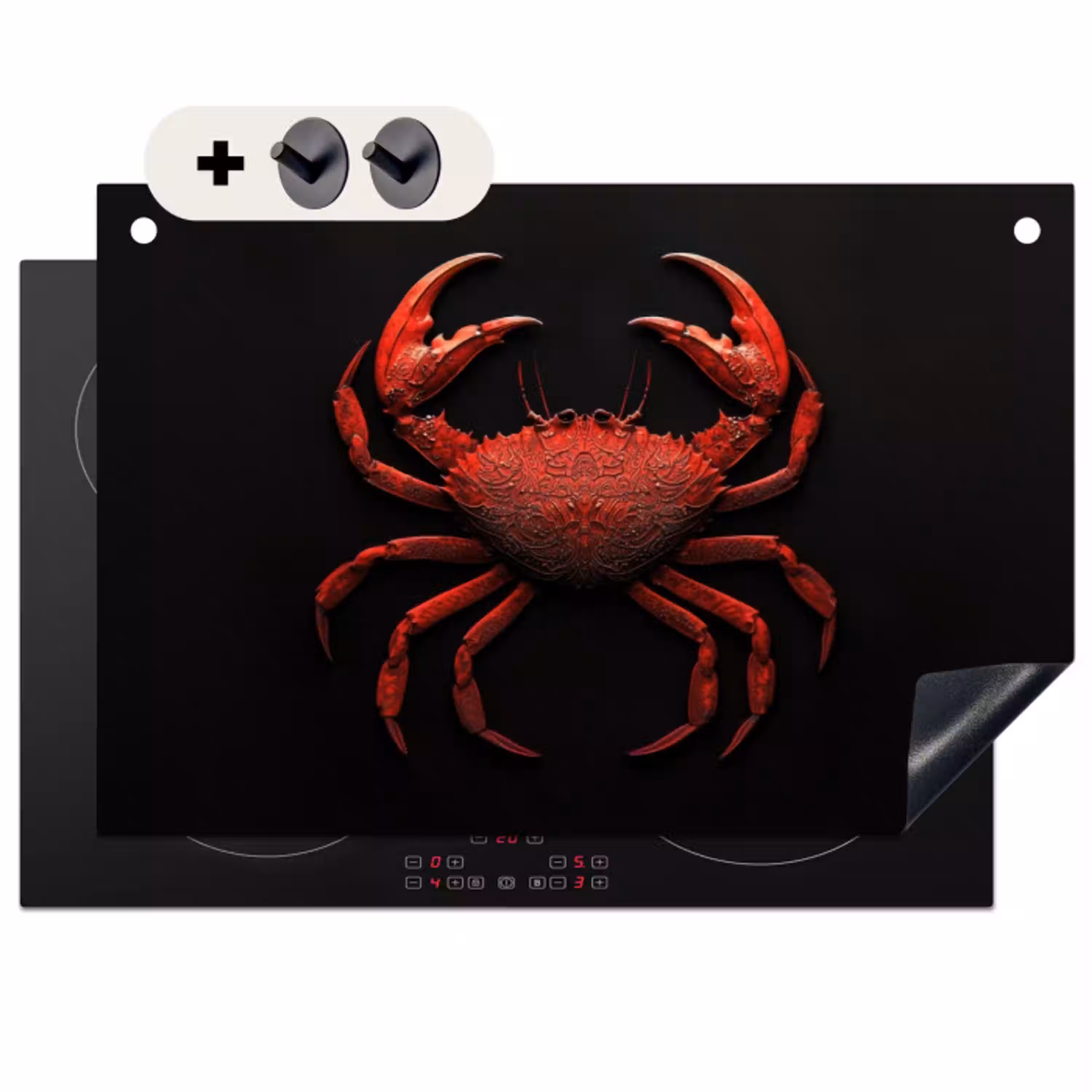 Krab - Rood - Vissen - Schaaldieren Inductie beschemer met haakjes klein -3d