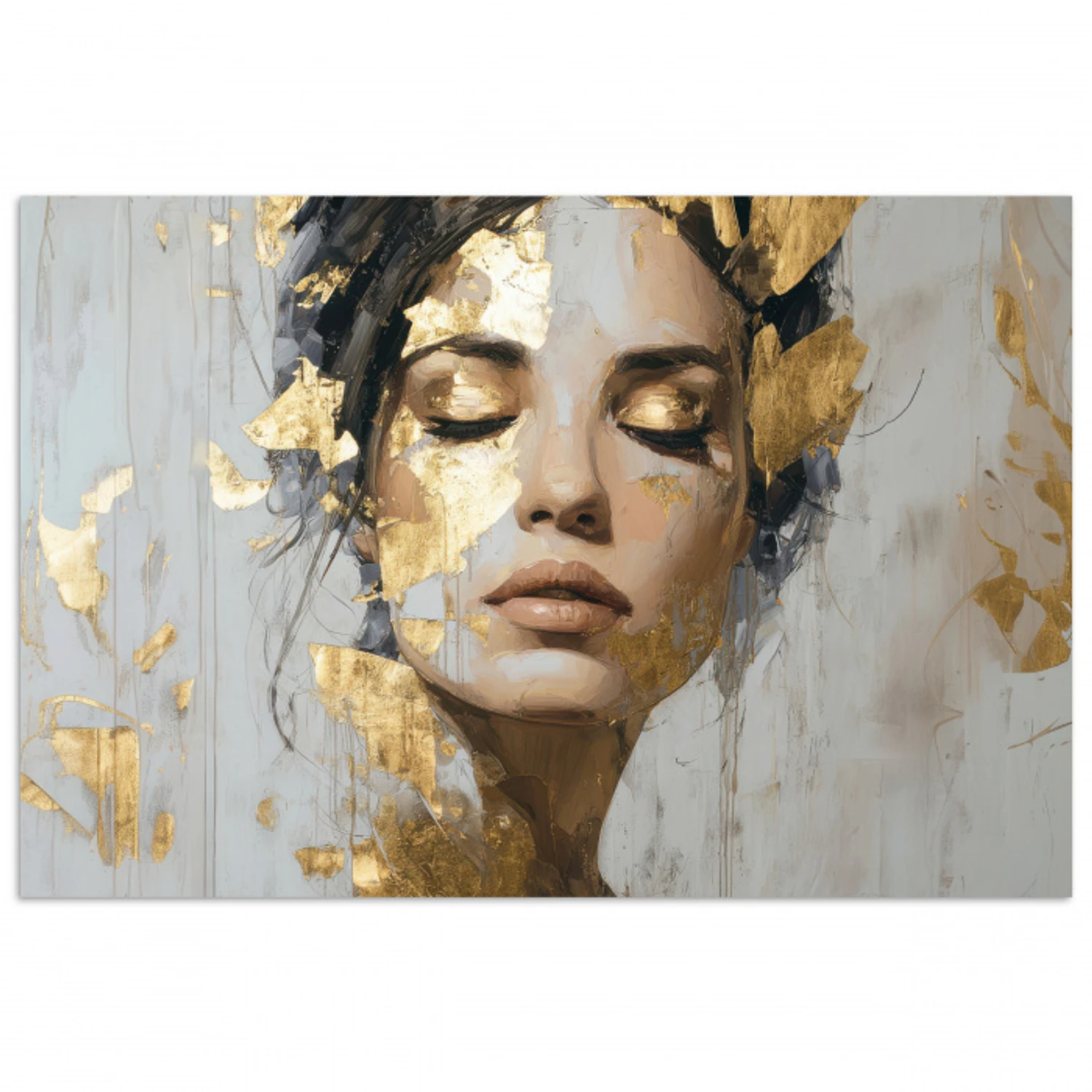 Sierlijk - Vrouw - Goud - Ogen poster papier klein -3d