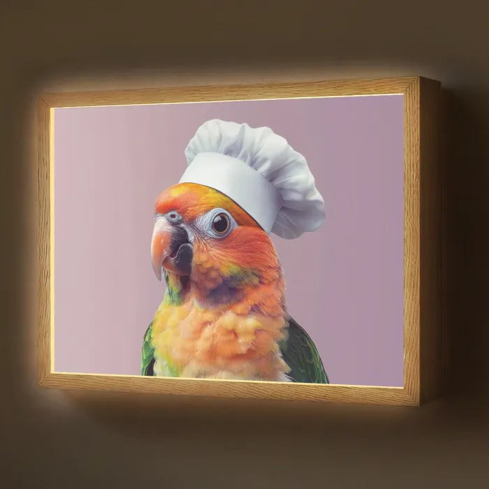 Papegaai - Koksmuts - Nieuwsgierig - Vogel Light Box met batterij (Wandlamp) middel -z3d_website