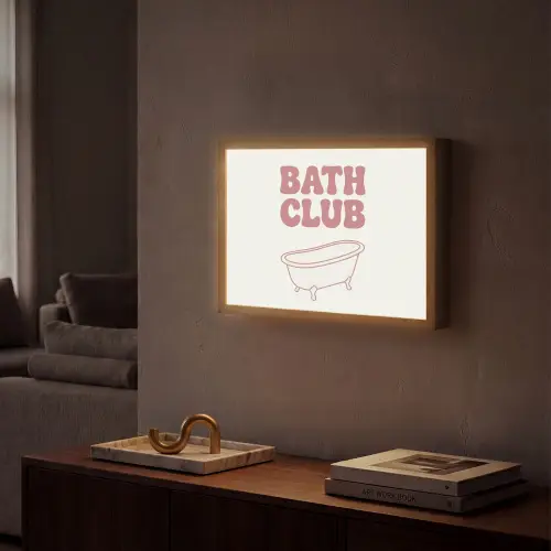 Retro - Bad - Roze Light Box met batterij (Wandlamp) middel -sfeer1