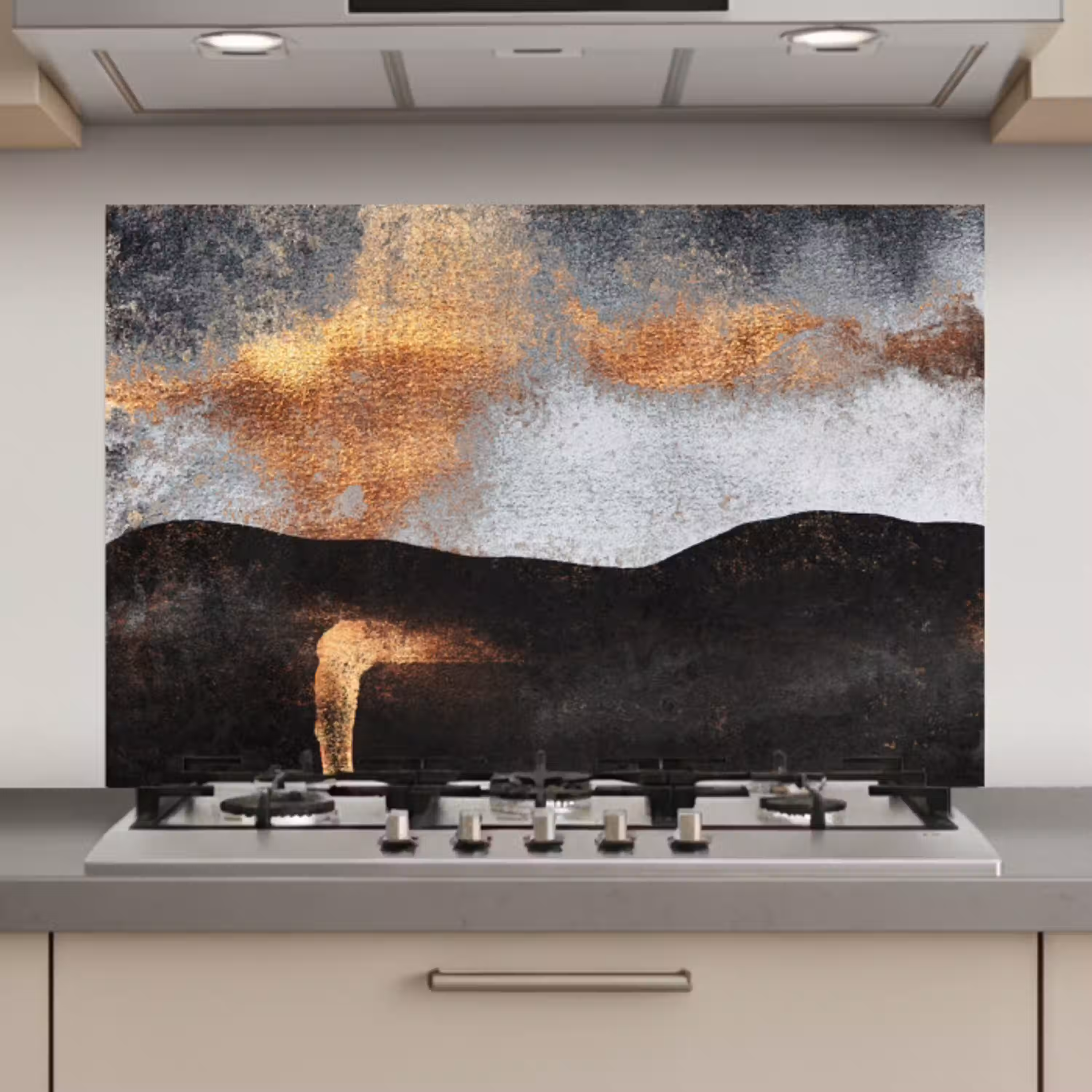Abstract - Gold - Chic - Zwart - Grijs keuken achterwand spatscherm klein -3d_website