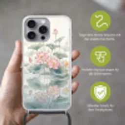 Aquarel - Lotusbloemen - Kleurrijk Hoesje iPhone 16 Pro Max met koord klein -sfeer2_DE