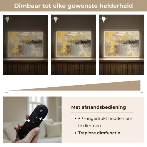 Abstract - Geel - Modern - Beige Light Box met batterij (Wandlamp) middel -USP_dimbaarNL