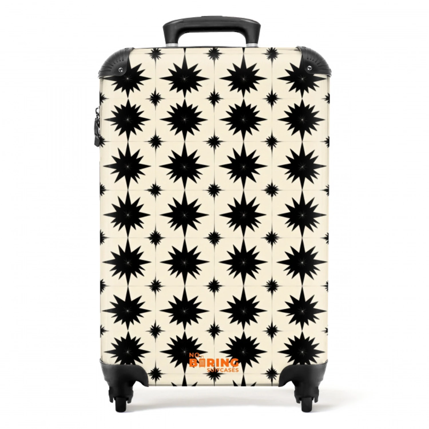 Stervormen - Geometrisch - Zwart NBS - Handbagage koffer - Volwassenen Unisex middel -productfoto_recht