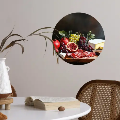 Borrelplank - Stilleven - Vintage Wandcirkel behangsticker klein -sfeer3