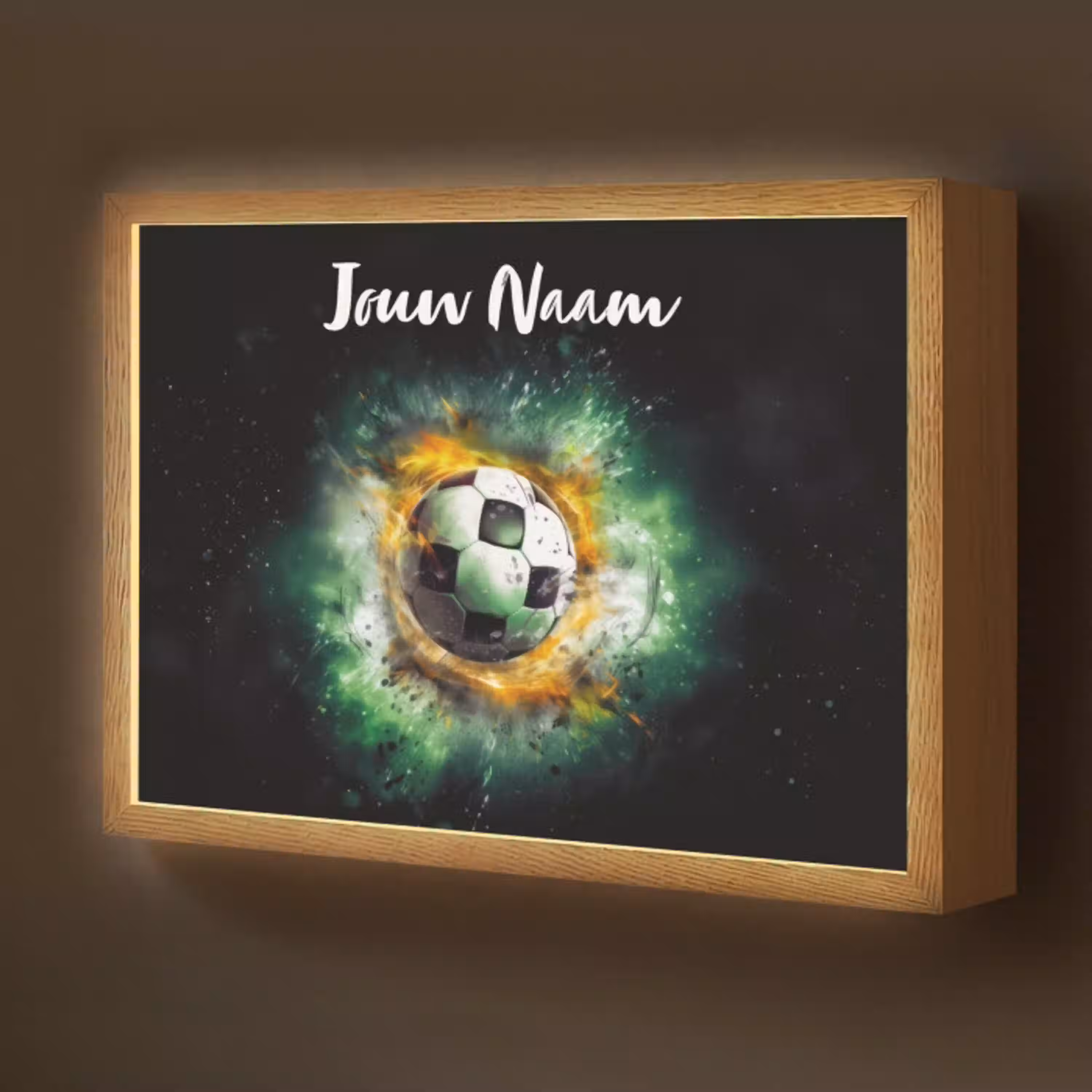 Bal - Voetbal - Groen - Oranje - Rook Light Box met batterij (Wandlamp kind) middel -z3d_website