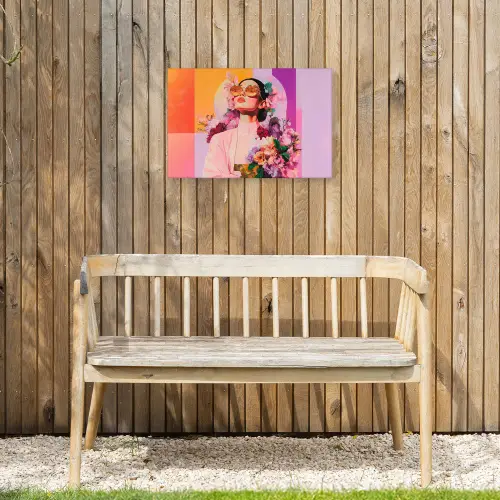 Portret - Vrouw - Abstract - Bloemen Tuinposter op houten frame 2 cm dik klein -sfeer4