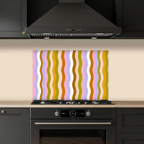 lijnen - Golven - Pastelkleuren - Patroon keuken achterwand spatscherm klein -sfeer1