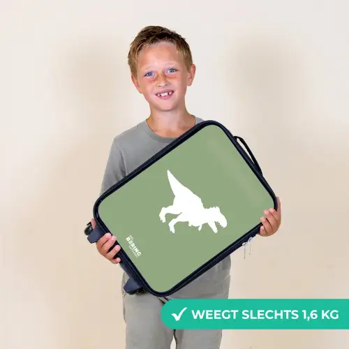 Groen met T-rex dino Kinderkoffer - Zwart klein -sfeer4_NL