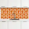 Oranje - Organische vormen - Wit keuken achterwand 2 middel 871 -3d