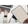 Bloemen - Print - Beige - Bruin - Minimalistisch laptophoes neopreen klein -bureau