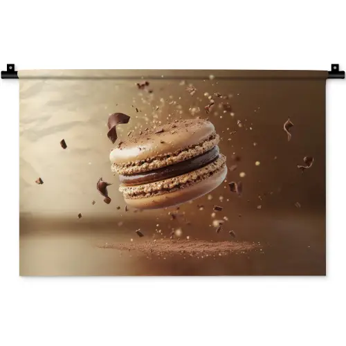 Chocolade - Macarons - Eten - Snoep Wandkleed katoen klein -zz3d