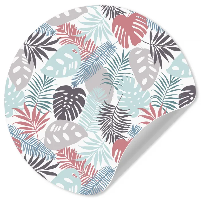 Bladeren - Jungle - Pastel - Tropisch Wandcirkel behangsticker klein -3d