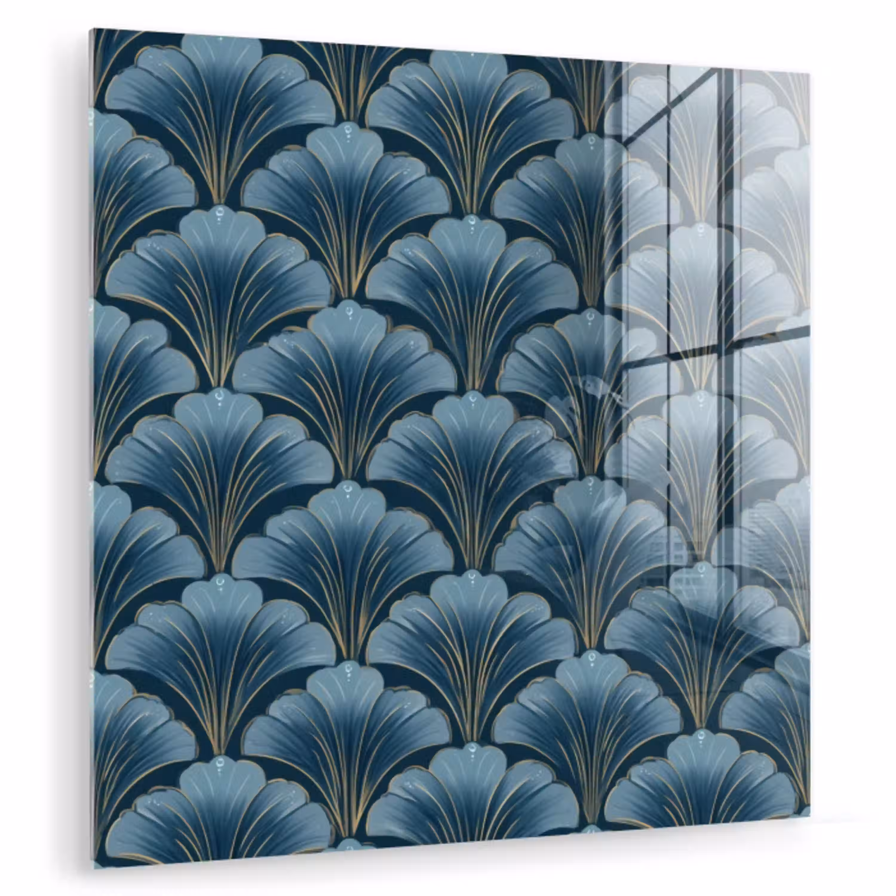 Patroon - Ginkgoblad - Blauw plexiglas 5mm klein 11 -zzzproduct_nieuw