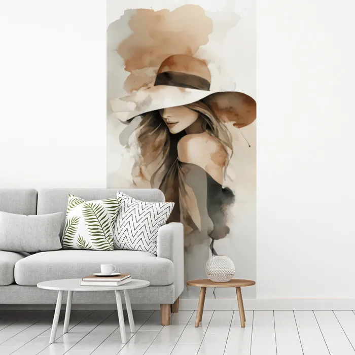 Mysterieus - Vrouw - Sepia fotobehang vinyl groot -woonkamer