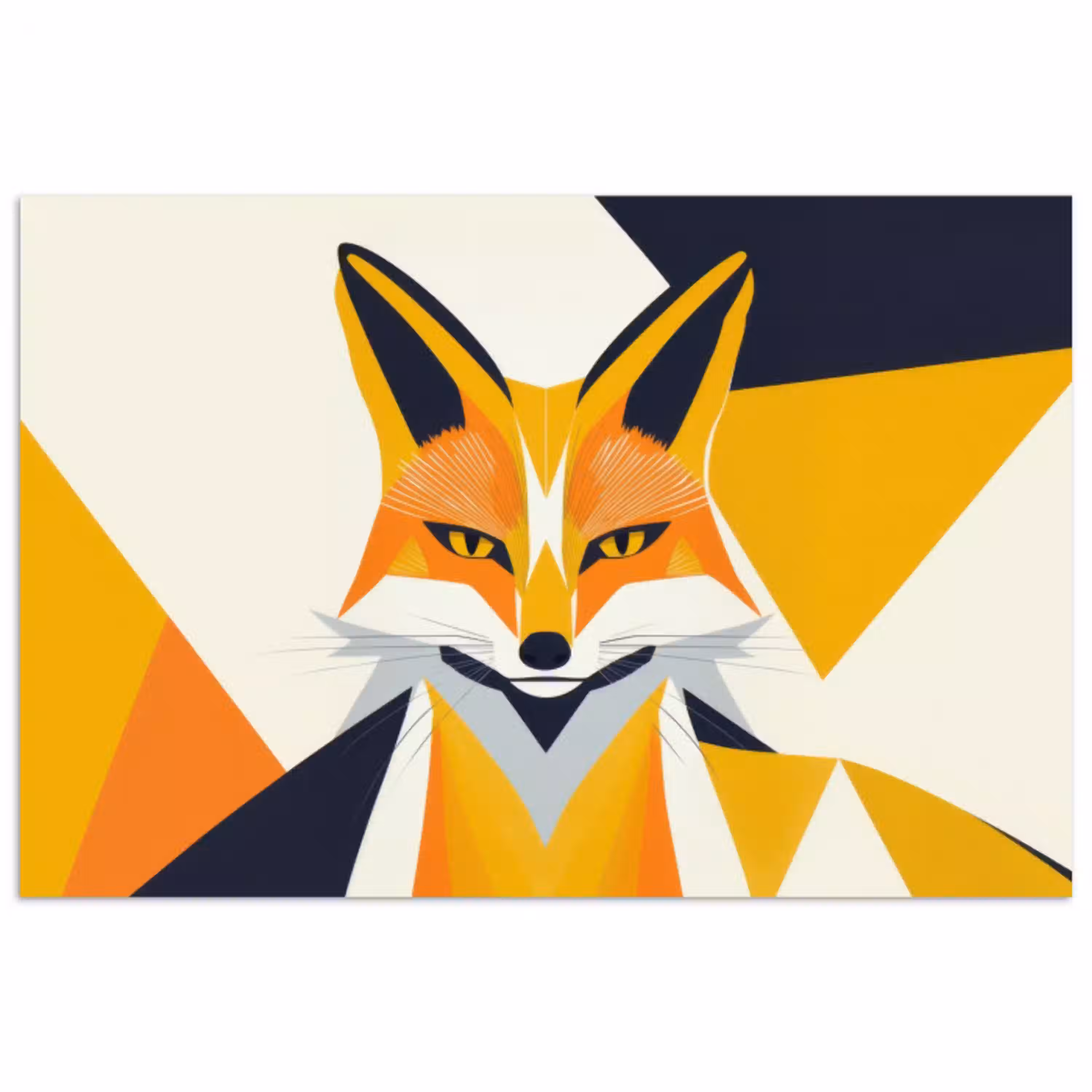 Vos - Oranje - Abstract - Driehoeken poster papier klein -3d